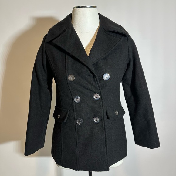 Vintage Baby Phat Girlz Black Double Breasted Peacoat Girls Size Medium M Y2K - Picture 1 of 12
